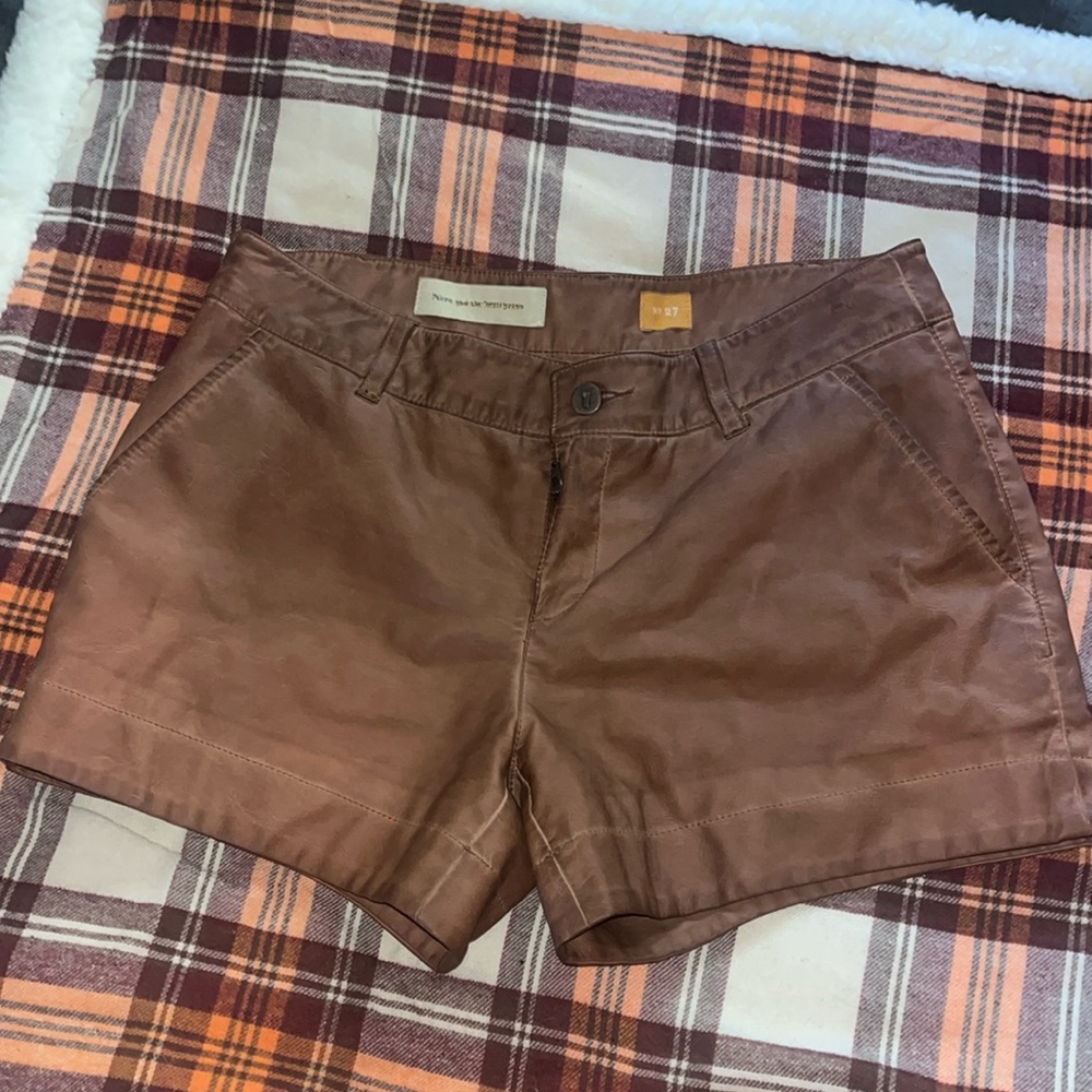 Anthropologie brown leather shorts